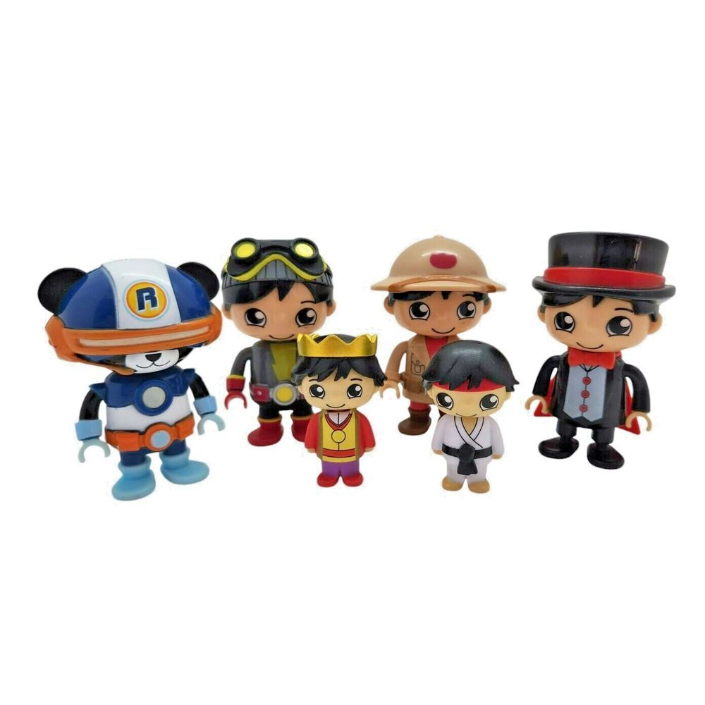 Ryans World Toy Figure Lot 6pc Combo Panda Superhero King Safari Karate Magician